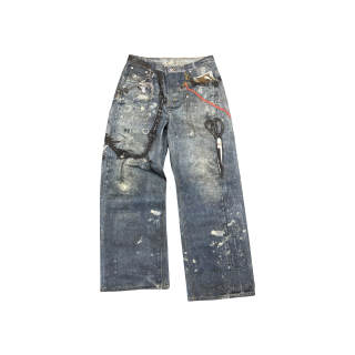 Haonanhuang Jeans Unisex Blue Moderate Wide Leg Pants