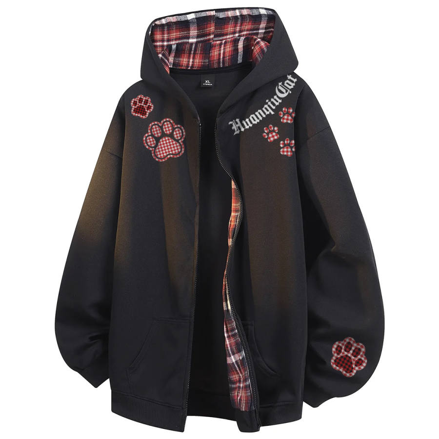 HUANQIU Sweatshirts Unisex Hooded Thickened Cardigan