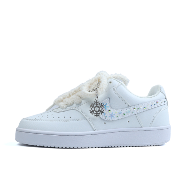 Nike Nike Court Vision 1 Snow Velvet Star Cow Leather Low top Skateboard Shoes Unisex Blue