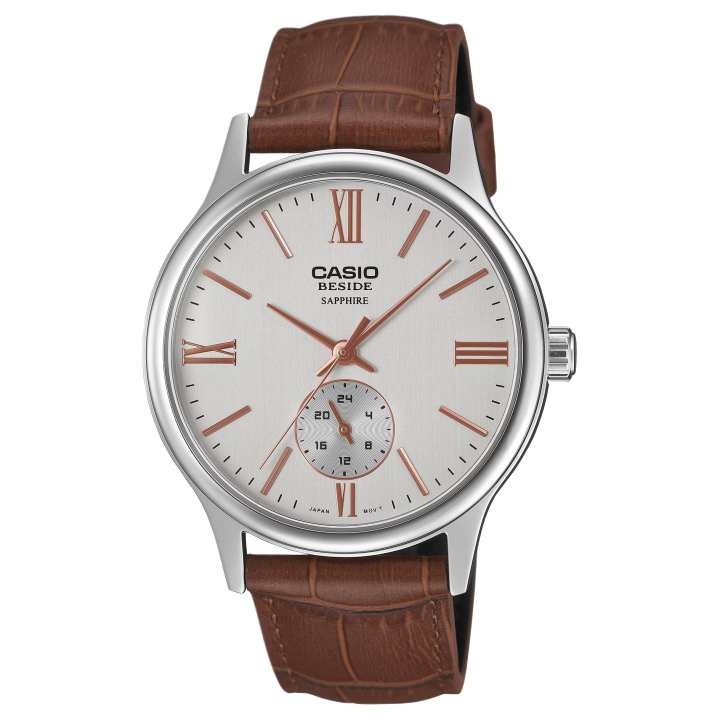 CASIO CASIO Beside Quartz Movement Genuine Leather Strap Watch Men's Watches White Dial