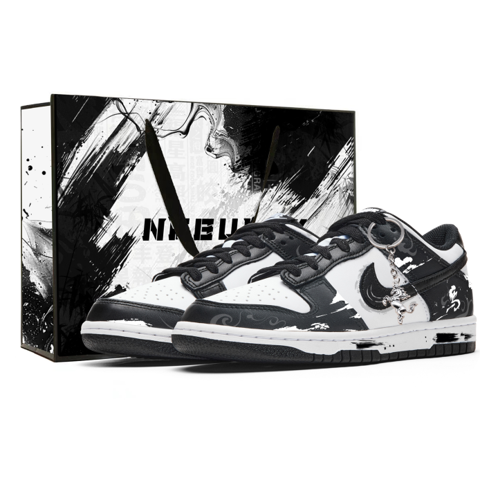 Nike Nike Dunk Light Beige Leading The Way Abrasion Resistant Low top Skateboard Shoes Unisex Black White