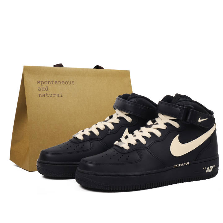 Nike Nike Air Force 1 Slip Resistant Mid top Skateboard Shoes Unisex Black White