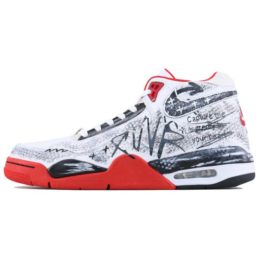 Nike Nike Flight Legacy Street Seal Slip Resistant Slip Resistant Mid top Vintage Basketball Shoes Unisex White Red Black