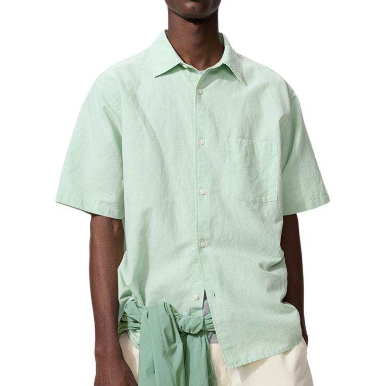 UNIQLO SS26 Shirts Unisex Verdant Green Pointed Collar Moderate