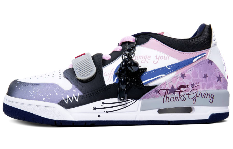Jordan Jordan Legacy 312 Abrasion Resistant Low top Children's Basketball Shoes Black Pink Blue Teenagers