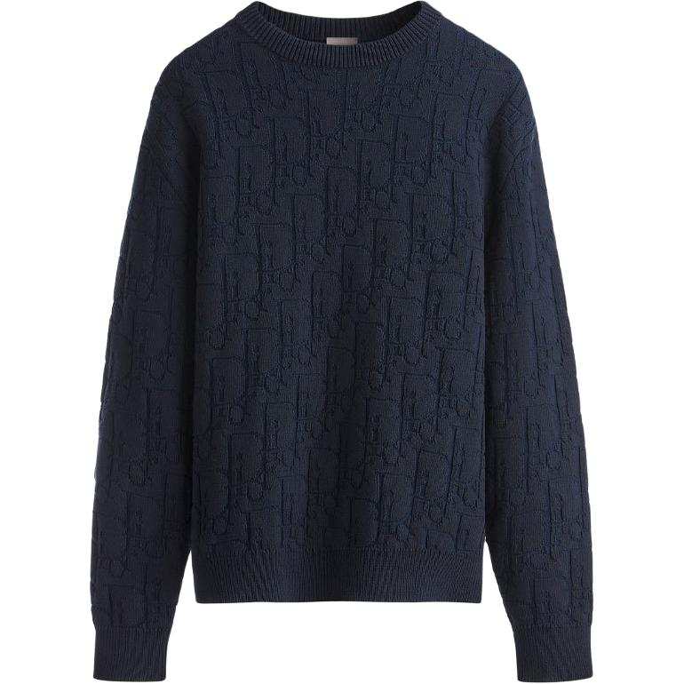 DIOR Knitwear Men's Marine Blue Crew Neck Moderate Other