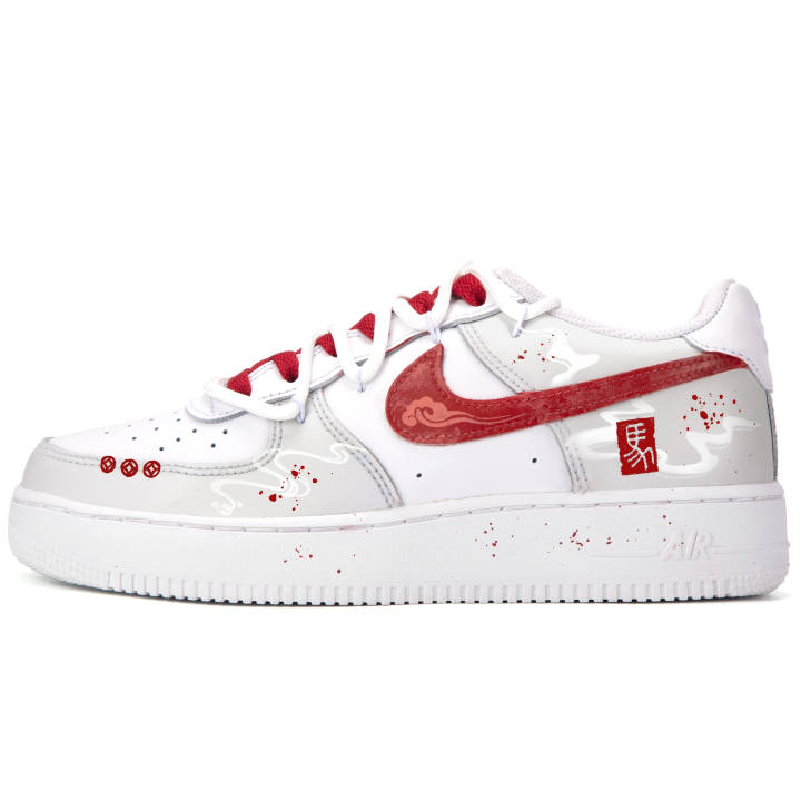 Nike Nike Air Force 1 White Flame Swift Horse Abrasion Resistant Abrasion Resistant Low top Skateboard Shoes Men's White