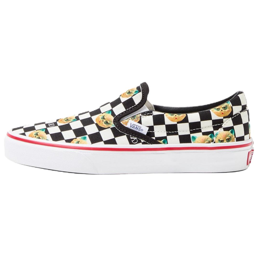 Valentino x Vans Collaboration Vlogo LE CHAT DE LA MAISON Kitten Print Casual Shoes Women's White & Black
