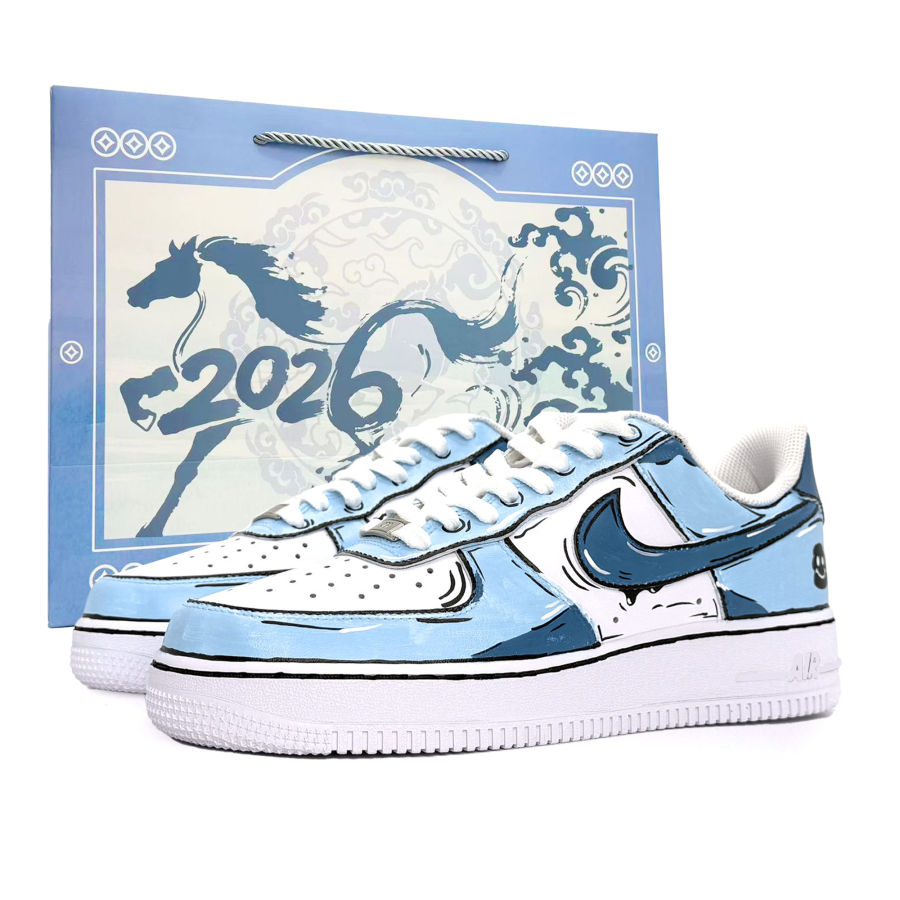 Nike Nike Air Force 1 Deep Sea Abrasion Resistant Abrasion Resistant Low top Skateboard Shoes Unisex Blue New