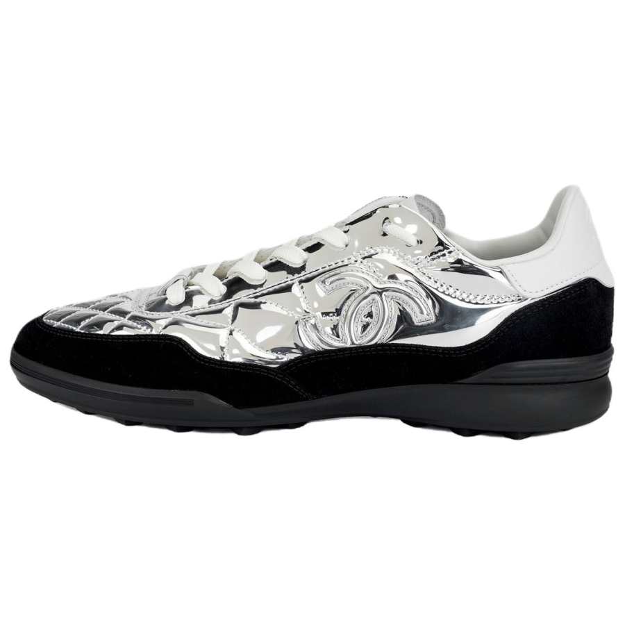 CHANEL COCO NEIGE 25N Calfskin Low top Casual Shoes Men's Silver