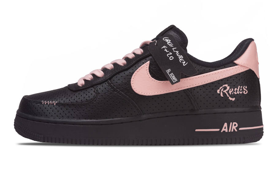 Nike Nike Air Force 1 Lost Garden Abrasion Resistant Low top Skateboard Shoes Unisex Black Pink