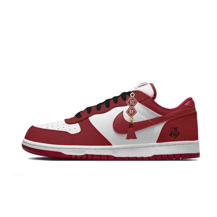 Nike Nike Big Fully Loaded Synthetic Leather Abrasion Resistant Low top Skateboard Shoes Men's Red White