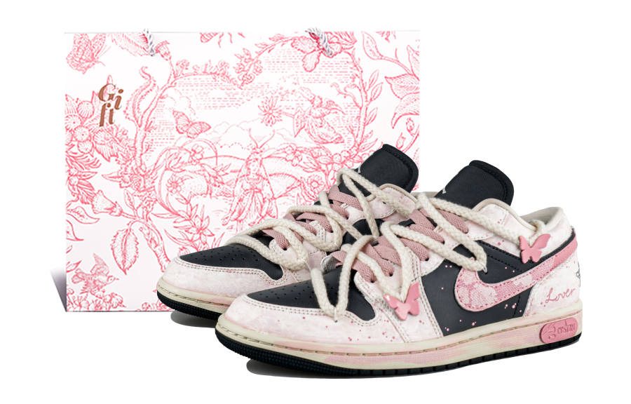 Jordan Jordan Air Jordan 1 Low Jade Smoke Leather Low top Children's Basketball Shoes Black Pink Teenagers