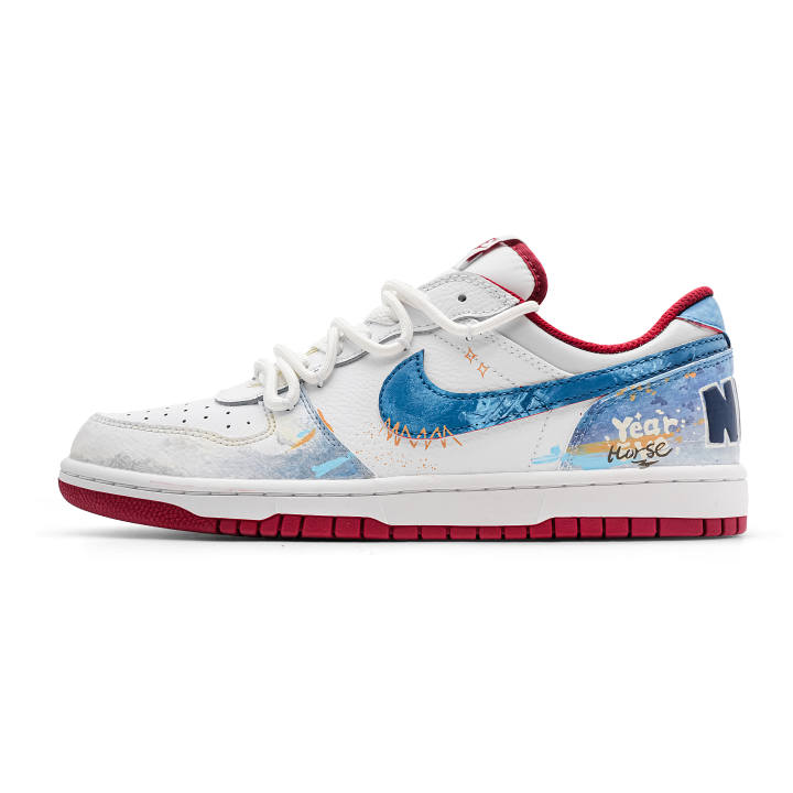Nike Nike Big Low Lu Blue Milky Way Leather Abrasion Resistant Abrasion Resistant Low top Skateboard Shoes Men's White Blue