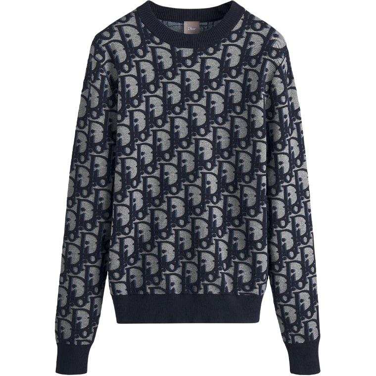 DIOR DIOR Sweaters Men's Blue Crew Neck Moderate