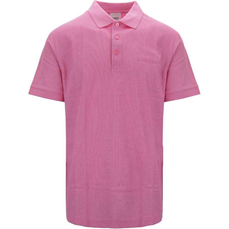 Burberry Polo Shirts Men's Pink Polo Collar Moderate Straight Fit