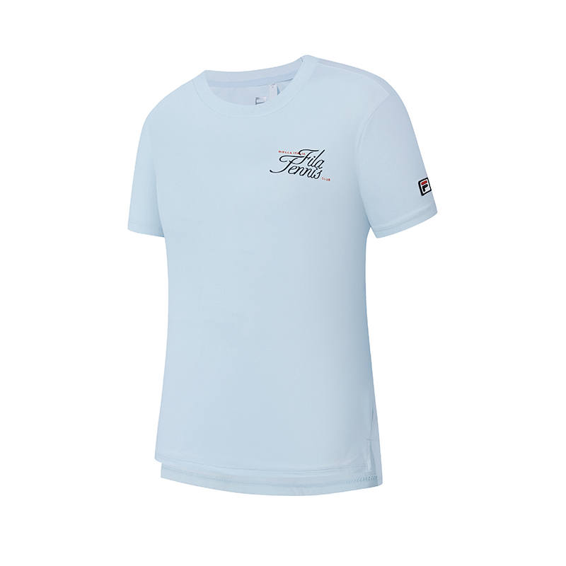 FILA Tennis T Shirts Women's Liberation Blue Crew Neck Moderate Straight Fit