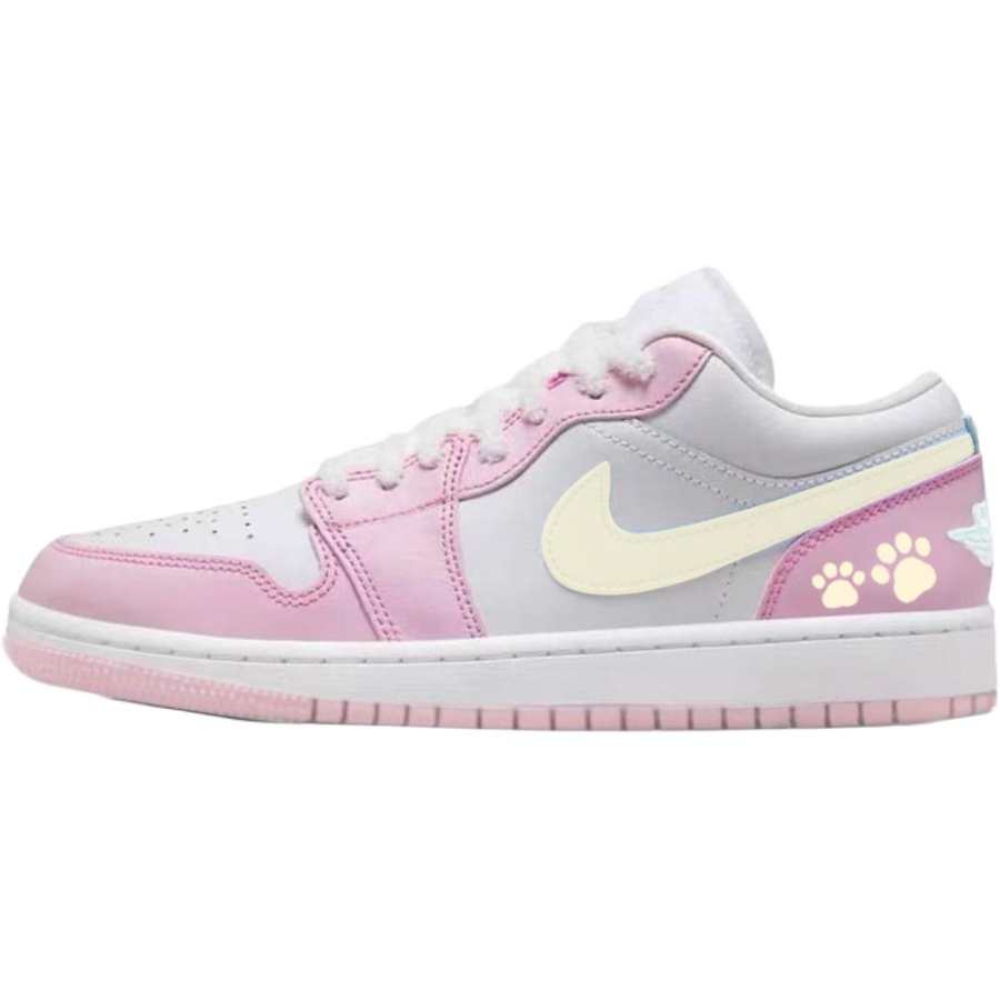 Jordan Jordan Air Jordan 1 Yellow Claw Cushioning, Wear Resistant Mid top Children's Basketball Shoes Pink Unisex