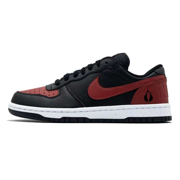 Nike Nike Big Black Flame Crimson Soul Synthetic Leather, Leather Abrasion Resistant Breathable Low top Skateboard Shoes