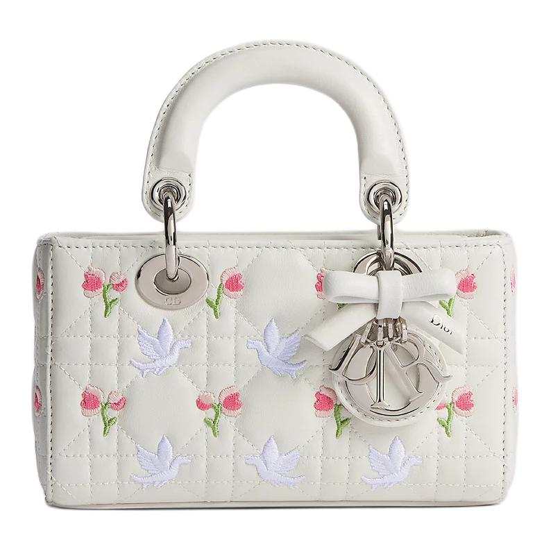 DIOR DioramourLady D Joy Sheepskin Handbag Extra Mini Women's White