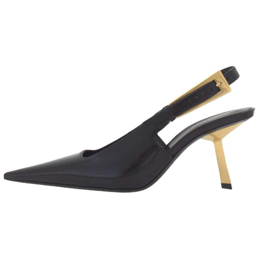 SAINT LAURENT Lee Leather Slim Heel High Heels 7.5cm Women's Black