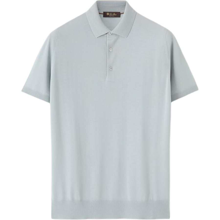 Loro Piana Sweaters Men's Mint Breeze Blue Polo Collar Moderate
