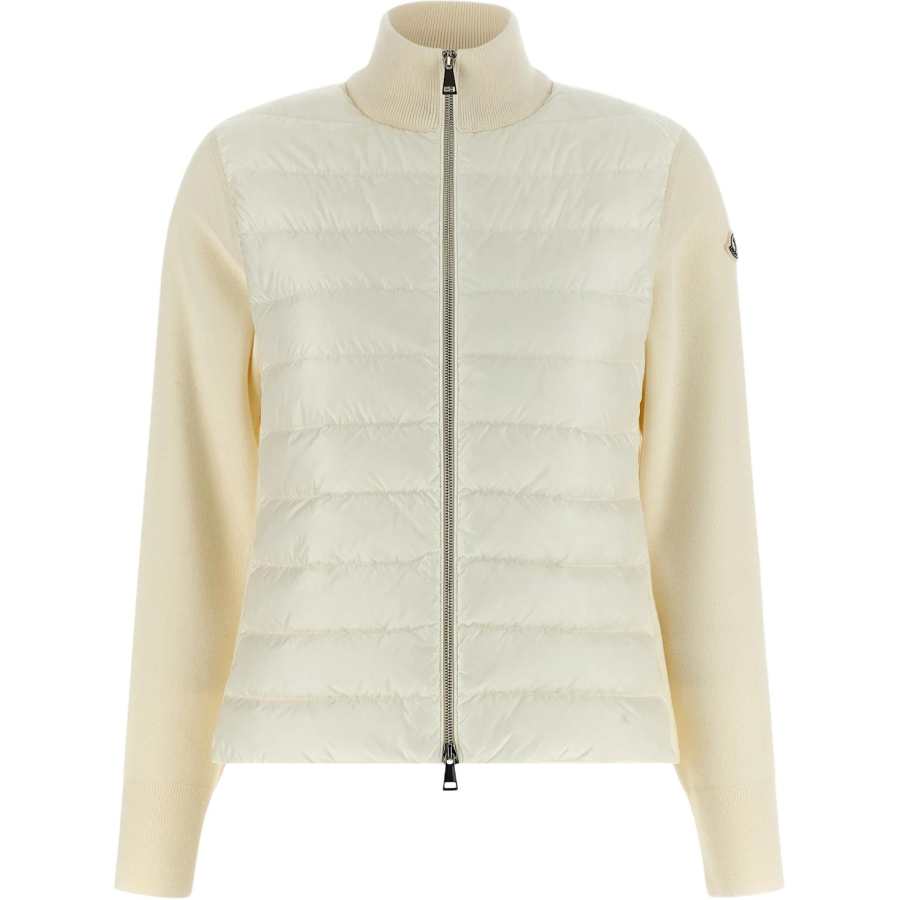 Moncler Moncler quilted knit-panel zip-up jacket