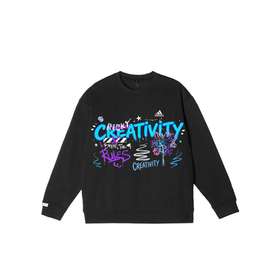 Adidas Adidas LABEL Sweatshirts Unisex Black Crew Neck Moderate Regular