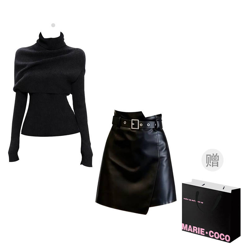 MARIE·COCO Two Piece Skirt Sets Women's Half Turtleneck Moderate Short