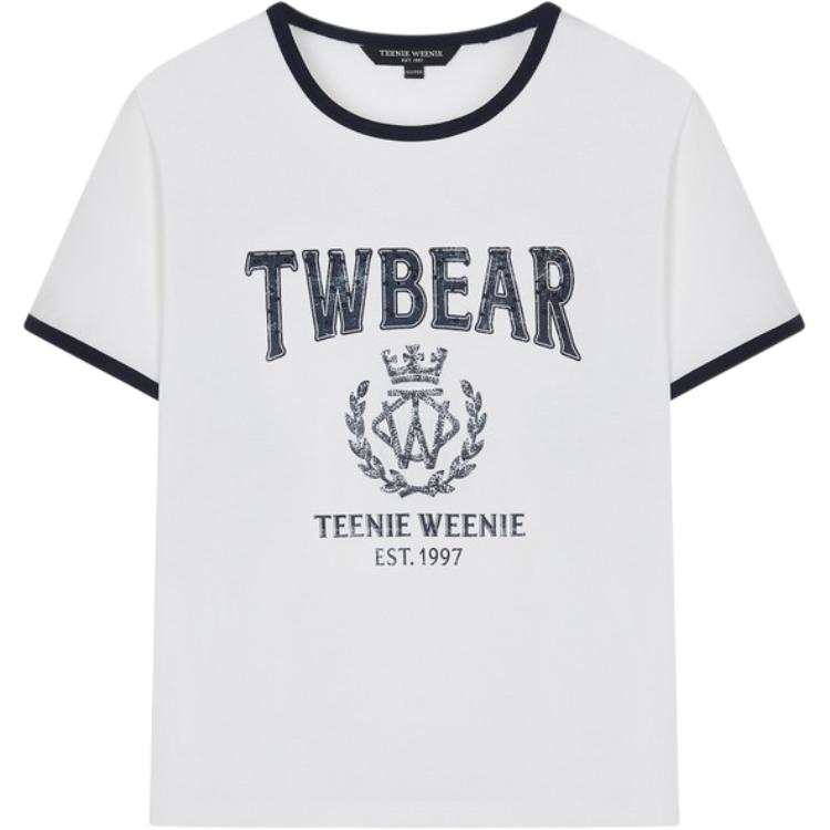Teenie Weenie T Shirts Women's Ivory White Crew Neck