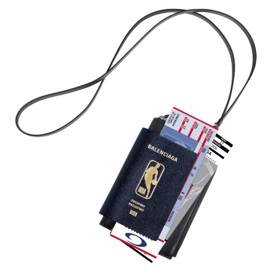 Balenciaga X NBA Collaboration Cow Leather Cell Phone Pouch Men's Blue