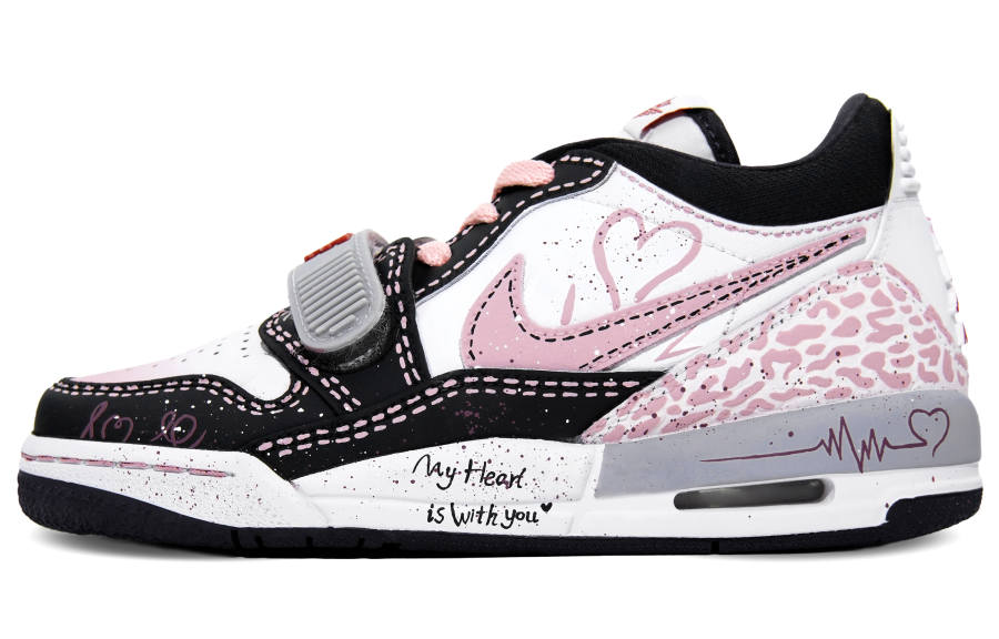 Jordan Jordan Legacy 312 Abrasion Resistant Low top Children's Basketball Shoes Black Pink Teenagers