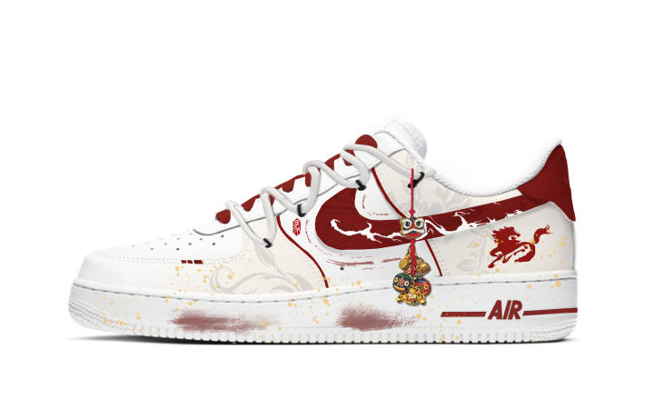 Nike Nike Air Force 1 Immediately Get Rice Abrasion Resistant Slip Resistant Low top Skateboard Shoes Unisex Red Beige