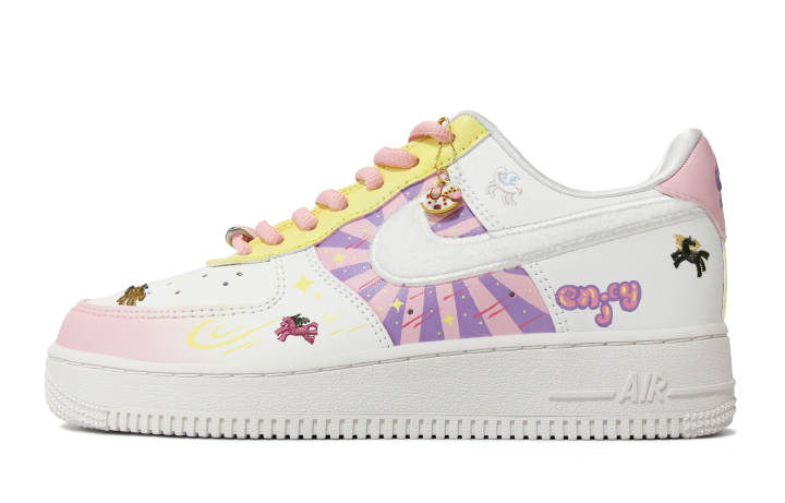 Nike Nike Air Force 1 Walking Planet, Purple Pink Pony Bobo Breathable Low top Skateboard Shoes Women's
