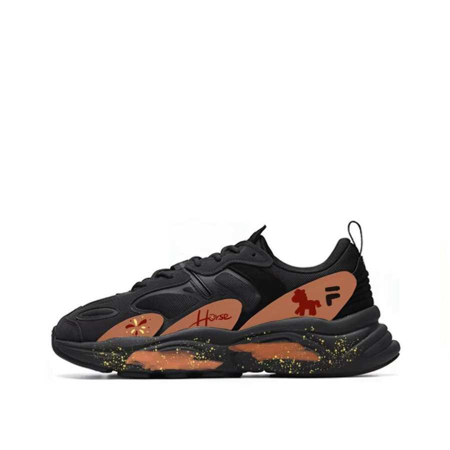 FILA Mars 2 Abrasion Resistant Low top Casual Shoes Men's Black Orange