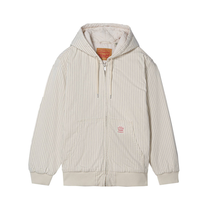 Levis Puffer Jackets Unisex Ecru Sale Hooded Thickened