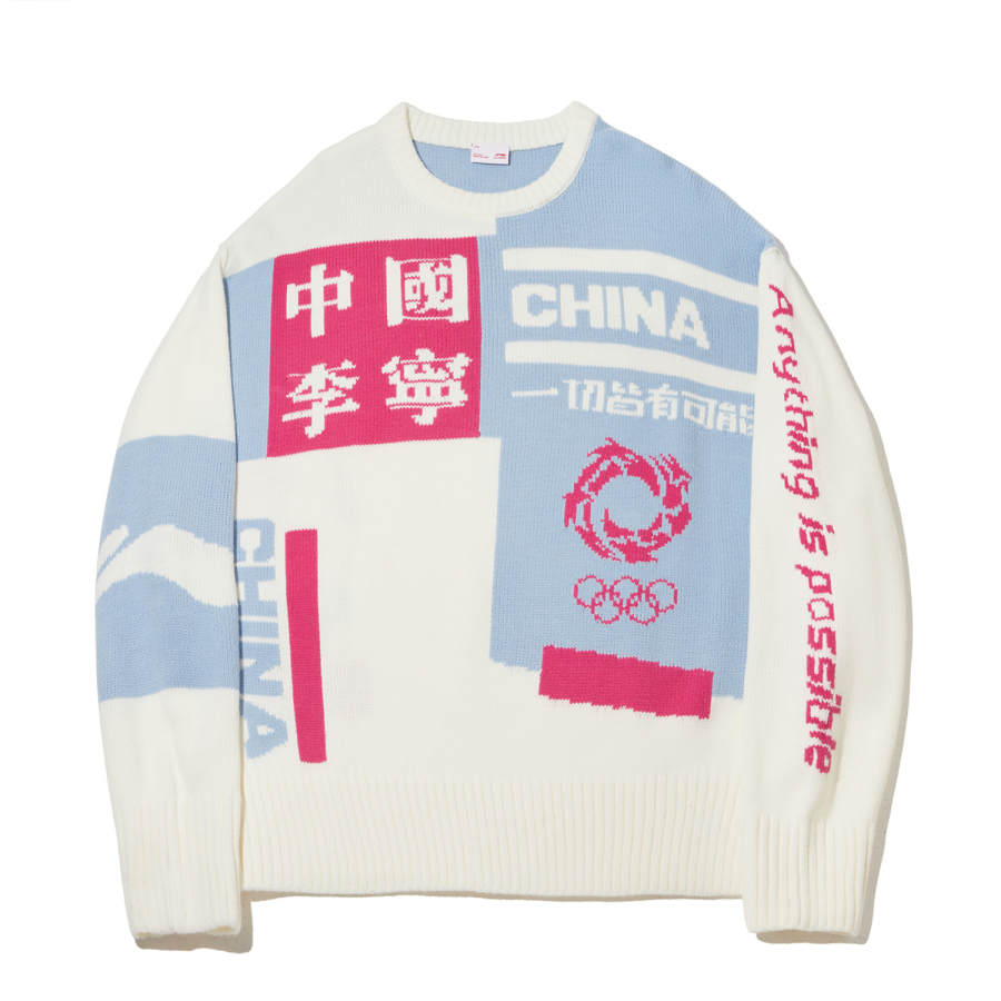 Li-Ning Li Ning Knitwear Men's Ecru/Pink Blue Moderate