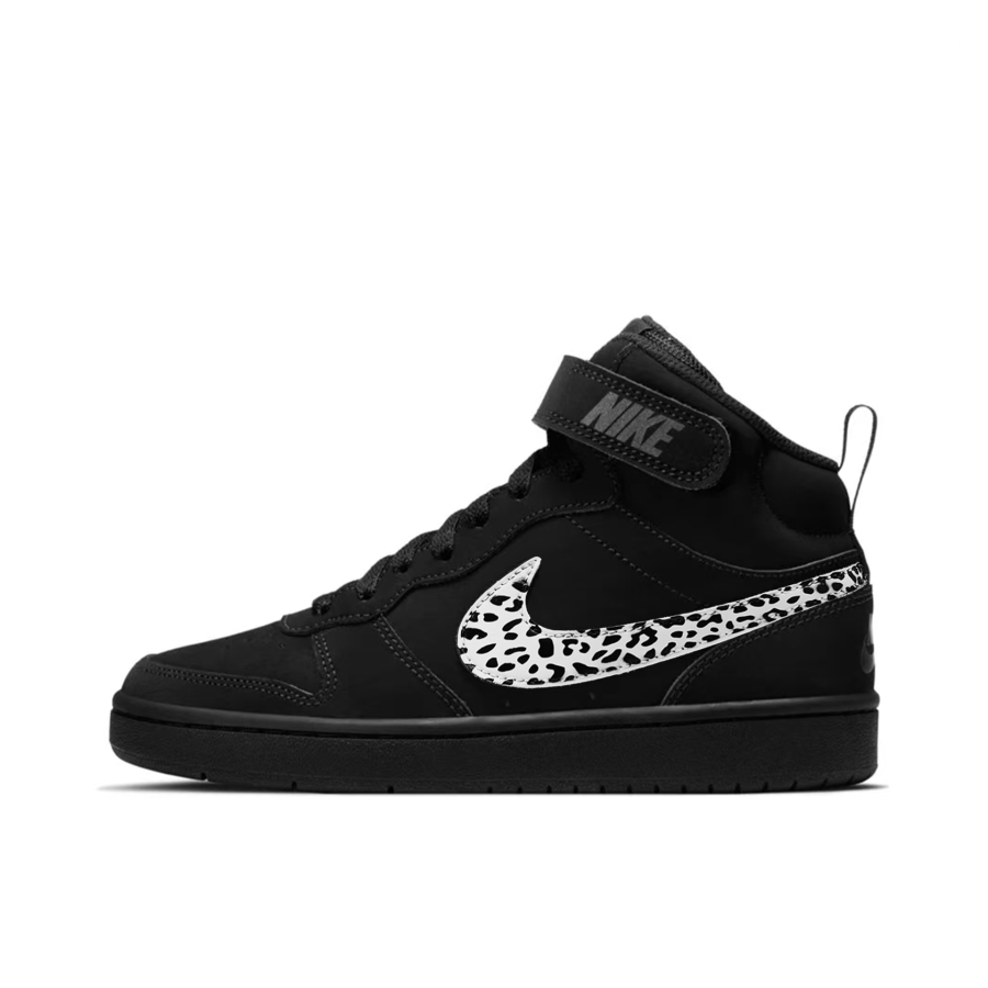 Nike Nike Court Borough Ink Dyed Synthetic Leather Lightweight Cushioning Slip Resistant High top Kids' Skateboarding Shoes