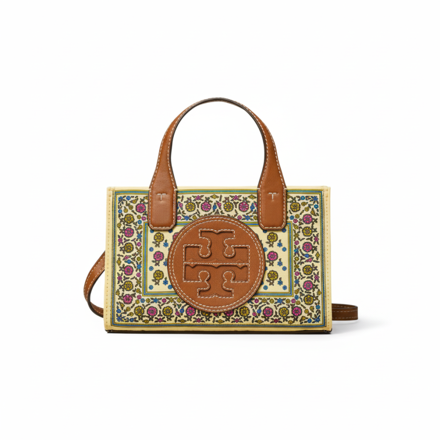 TORY BURCH Ella Artificial Leather Tote Bag, Shopping Bag, Shoulder Bag, Crossbody Bag, Handbag Mini Women's