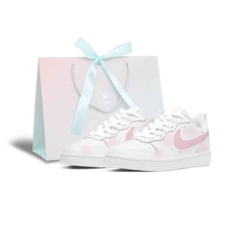 Nike Nike Court Borough Leather Low top Skateboard Shoes White Pink Teenagers