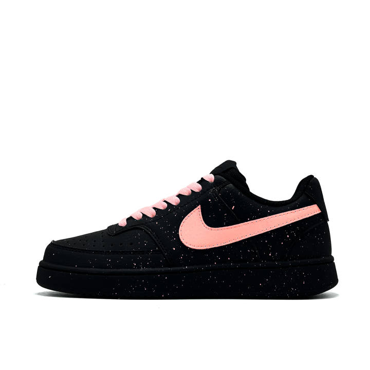 Nike Nike Court Vision Low Half Sugar Synthetic Leather Abrasion Resistant Low top Skateboard Shoes Unisex Black Pink