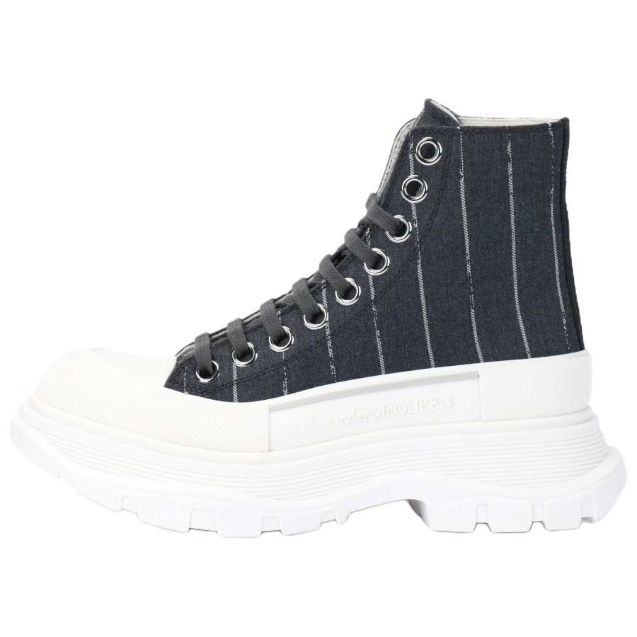 Alexander McQueen Tread Slick Lace Up Ankle Sneakers 'Black Striped' Women's