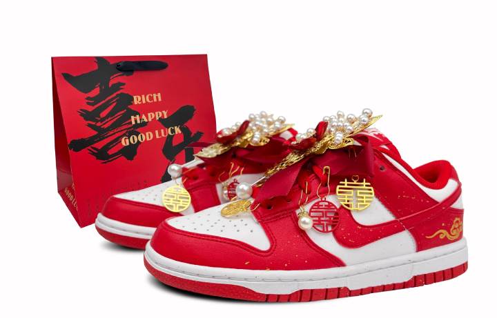 Nike Nike Dunk Low top Skateboard Shoes Women's Red White