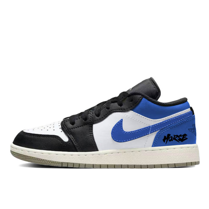 Jordan Jordan Air Jordan 1 Black White Blue Order Synthetic Leather, Leather Slip Resistant Abrasion Resistant