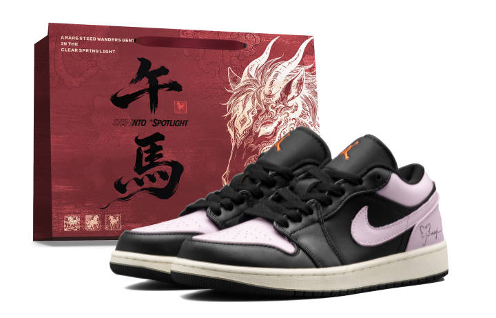 Jordan Jordan Air Jordan 1 Black Pink Butterfly Dream Leather Slip Resistant Abrasion Resistant