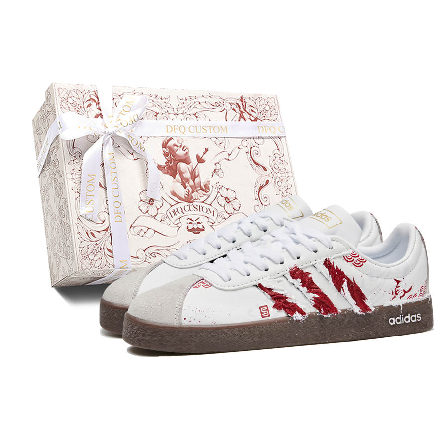 Adidas Adidas Vl Court Classic Red Horse Trotting On Clouds, Box, Horse Year Abrasion Resistant Abrasion Resistant Low top