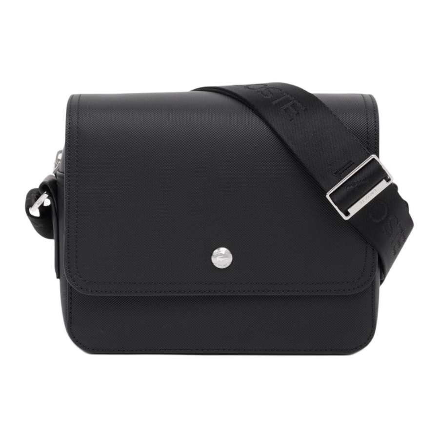LACOSTE Pu Crossbody Bag, Shoulder Bag Small Men's Black