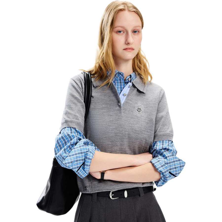Teenie Weenie Sweaters Women's Gray Polo Collar Moderate Other