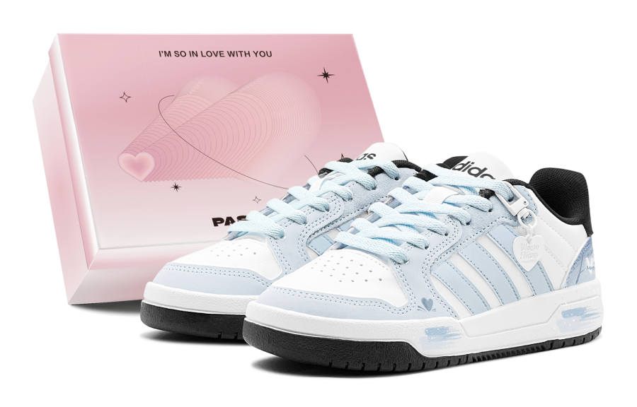 Adidas Adidas ENTRAP Couple's, Romantic Treats, Ice Blue Love Words, Heart, Refreshing, Creative Fashion Low top