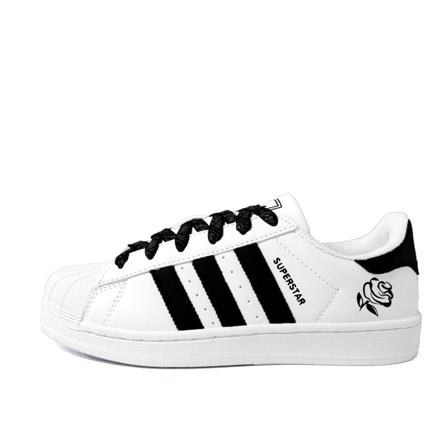 Adidas Adidas Originals Superstar Black Rose Abrasion Resistant Slip Resistant Low top Skateboard Shoes Women's White